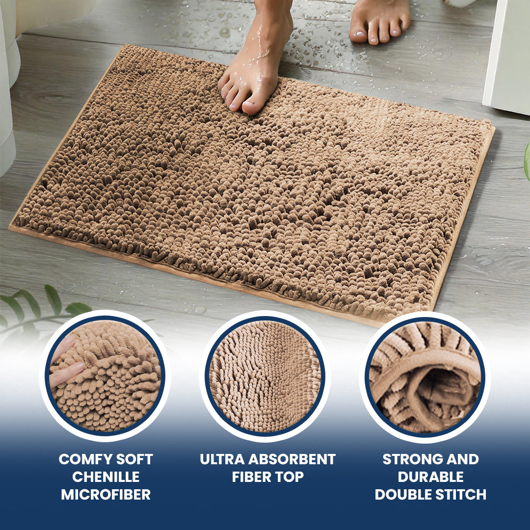 Muddy Mat® Bathroom Rugs set, Bath Mats (20”x30”) with U Shaped Toilet Mat (20”x20”)