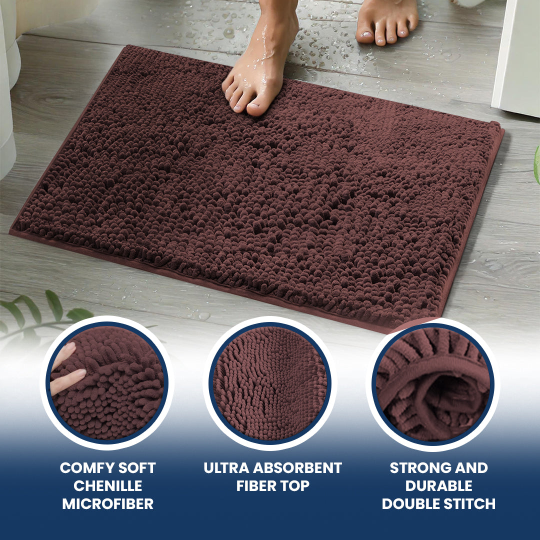Muddy Mat® Bathroom Rugs set, Bath Mats (20”x30”) with U Shaped Toilet Mat (20”x20”)