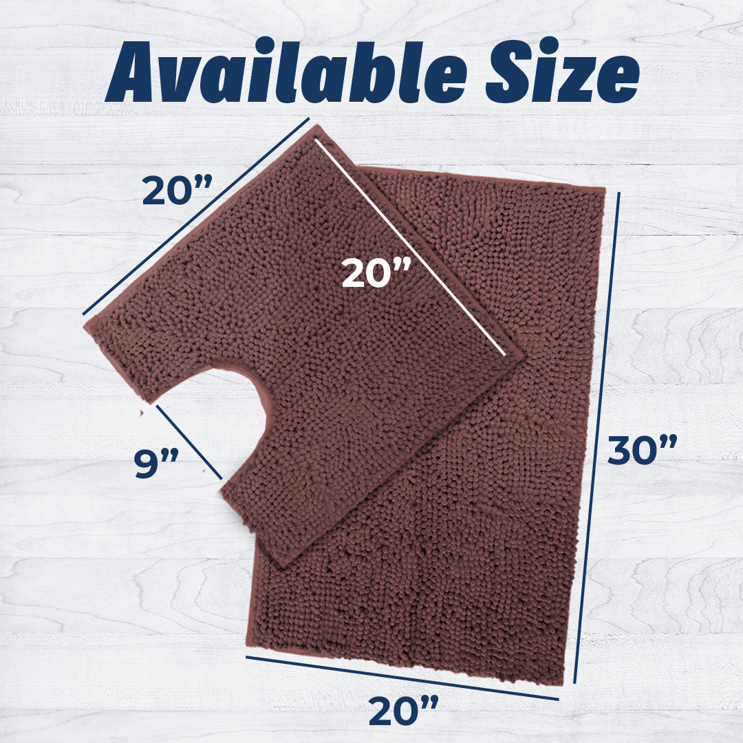 Muddy Mat® Bathroom Rugs set, Bath Mats (20”x30”) with U Shaped Toilet Mat (20”x20”)