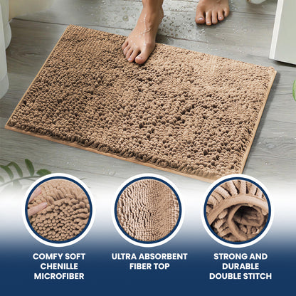 Muddy Mat® Bathroom Rugs set, Bath Mats (20”x30”) with U Shaped Toilet Mat (20”x20”)