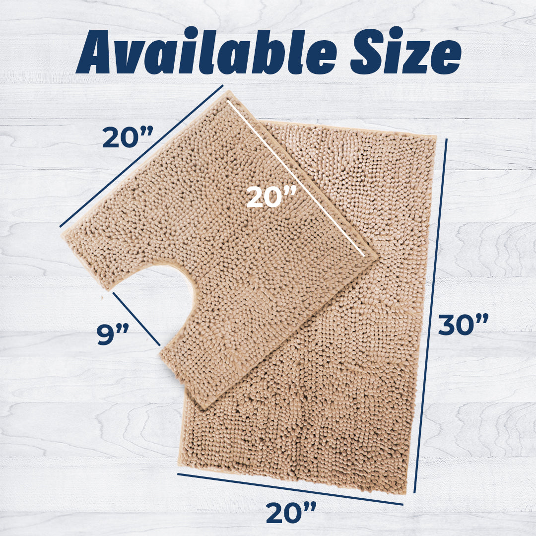 Muddy Mat® Bathroom Rugs set, Bath Mats (20”x30”) with U Shaped Toilet Mat (20”x20”)